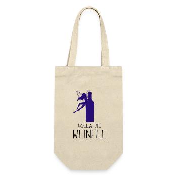 Weißwein Rotwein JGA Vino Wein - Holla die Weinfee - Geschenkbeutel für Flaschen - Natur - Vorne
