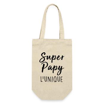Meilleur papy Super Papy Humour Papy Cadeau - Sac à bouteille - nature - Devant