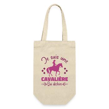 Ein Reiter, der auf einem Pferd reitet, das Geschenk zerreißt - Geschenkbeutel für Flaschen - Natur - Vorne