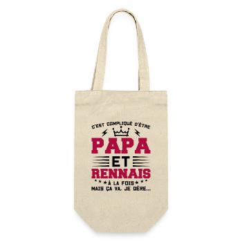 Papa et RENNAIS Idée Cadeau Citation - Sac à bouteille - nature - Devant