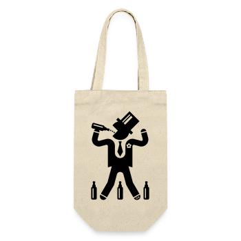 Groom With 3 Beers (Stag Party / L / Icon / Black) - Gift Bag for Bottles - nature - Front
