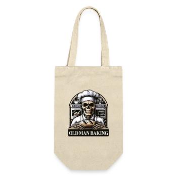 Old Man Baking Skull mit Bäckermütze mit Brot - Geschenkbeutel für Flaschen - Natur - Vorne