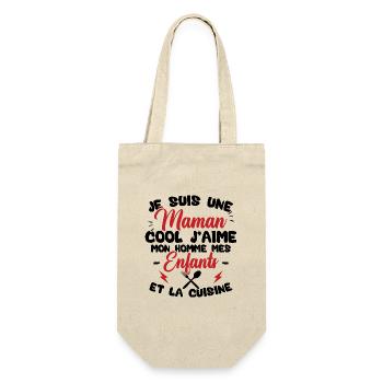 Une maman cool j'aime mon homme et la cuisine - Sac à bouteille - nature - Devant