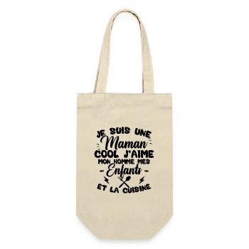 Une maman cool j'aime mon homme et la cuisine - Sac à bouteille - nature - Devant