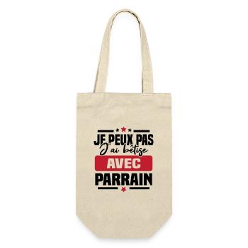 Je peux pas j ai bêtise avec parrain - Sac à bouteille - nature - Devant
