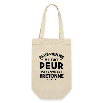 Humour cadeau Pas peur, ma femme est Bretonne - Sac à bouteille - nature - Devant