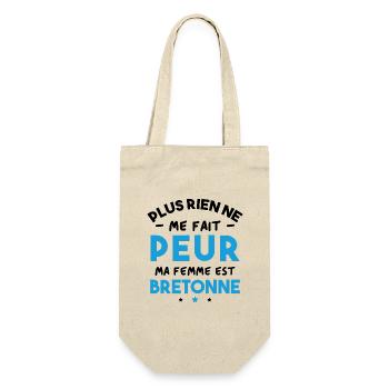 Humour cadeau Pas peur, ma femme est Bretonne - Sac à bouteille - nature - Devant