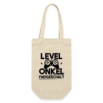 Level Onkel Freigeschalt Du Wirst Onkel - Geschenkbeutel für Flaschen - Natur - Vorne