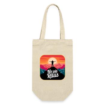 Nix wie raus - Wanderer auf dem Berggipfel - Geschenkbeutel für Flaschen - Natur - Vorne