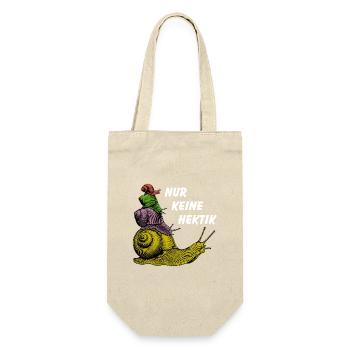 Keine Hektik Schnecken übereinander und Spruch - Geschenkbeutel für Flaschen - Natur - Vorne