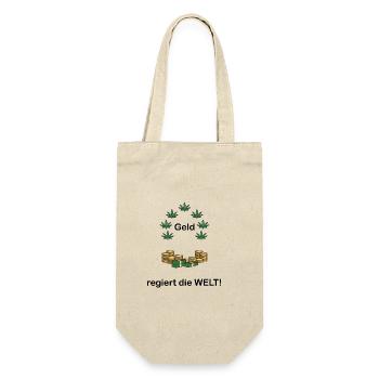 Geld regiert die Welt. Reichtum Spruch. Motivation - Geschenkbeutel für Flaschen - Natur - Vorne