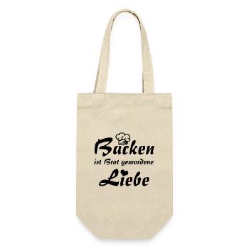 Backen ist Brot gewordene Liebe - Geschenkbeutel für Flaschen - Natur - Vorne