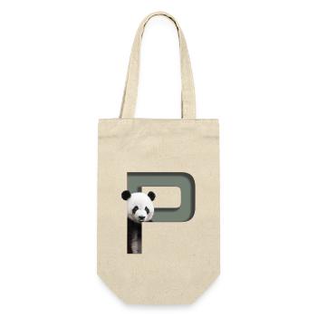 Alphabet, Buchstabe P, Panda - Geschenkbeutel für Flaschen - Natur - Vorne