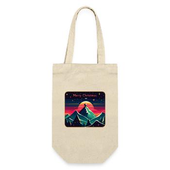 Père Noël sur la montagne avec ciel étoilé - Sac à bouteille - nature - Devant