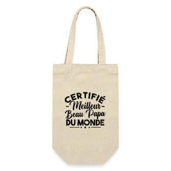Certifié meilleur beau papa du monde - Sac à bouteille - nature - Devant