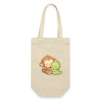 Cute Monkey & Baby Dino Cuddle - Gift Bag for Bottles - nature - Front