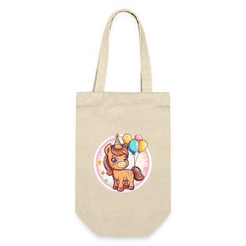 Pferd Geburtstag Baby - Geschenkbeutel für Flaschen - Natur - Vorne