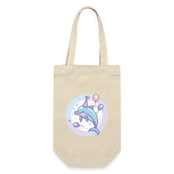 Delfin Geburtstag Baby - Geschenkbeutel für Flaschen - Natur - Vorne