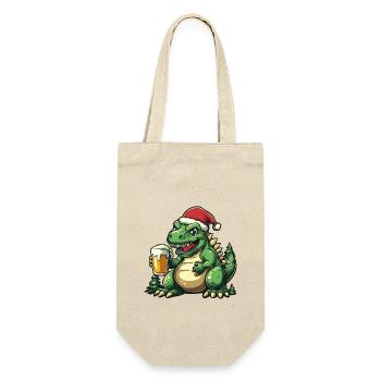 Dinosaurier stegosaurus Bier Xmas Weihnachten - Geschenkbeutel für Flaschen - Natur - Vorne