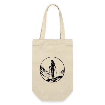 Nordic Walking Frau - Geschenkbeutel für Flaschen - Natur - Vorne