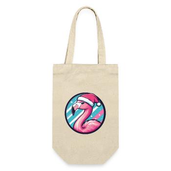Flamingo Weihnachten X-Mas - Geschenkbeutel für Flaschen - Natur - Vorne