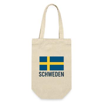 Schwedenflagge mit gelbem Kreuz - Geschenkbeutel für Flaschen - Natur - Vorne