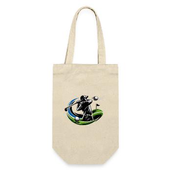 Golfer-Silhouette im Schwungkreis - Geschenkbeutel für Flaschen - Natur - Vorne