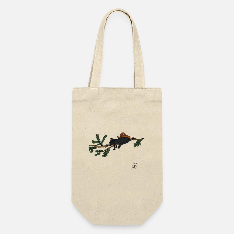 Squiti le chat noir avec une souris sur une branche - Sac à bouteille - nature