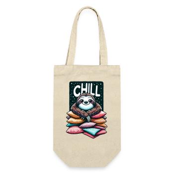 Chill Faultier - Geschenkbeutel für Flaschen - Natur - Vorne