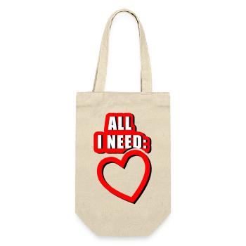 All i need is Heart (Vectorgraphic) - Geschenkbeutel für Flaschen - Natur - Vorne
