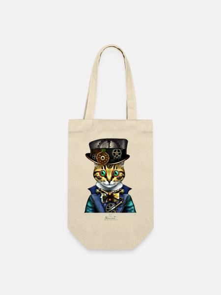 Crazy Cat- Hat - Geschenkbeutel für Flaschen - Natur