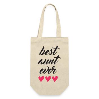Beste Tante aller Zeiten - Geschenkbeutel für Flaschen - Natur - Vorne
