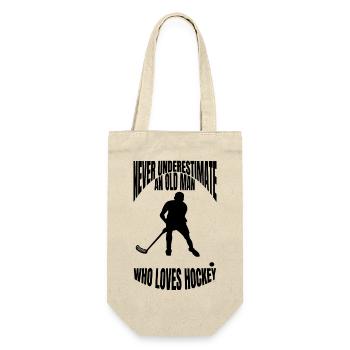 Hockey Feldhockey Hockeyspieler Geschenk Unihockey - Geschenkbeutel für Flaschen - Natur - Vorne