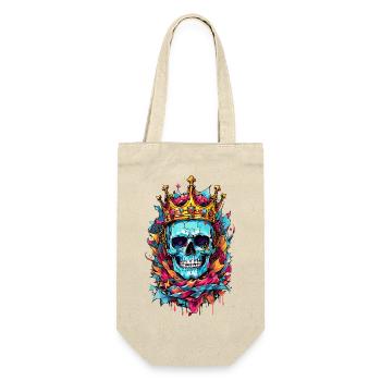 Totenkopf mit Krone - Geschenkbeutel für Flaschen - Natur - Vorne