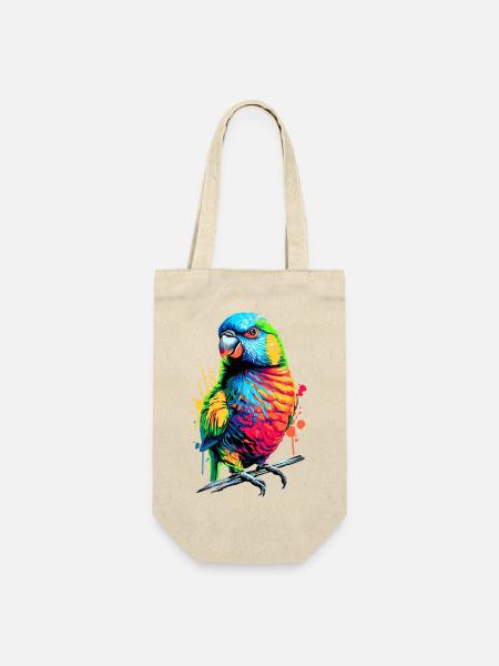 Allfarblori Papagei Lori - Regenbogenlori Papagei - Geschenkbeutel für Flaschen - Natur