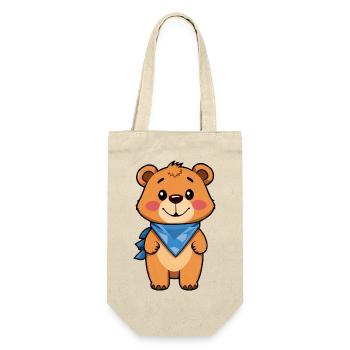Stilvoller Teddybär - Geschenkbeutel für Flaschen - Natur - Vorne