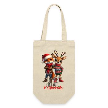 Chillout it's Christmas - Geschenkbeutel für Flaschen - Natur - Vorne