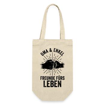 Großmutter Enkel Oma - Geschenkbeutel für Flaschen - Natur - Vorne