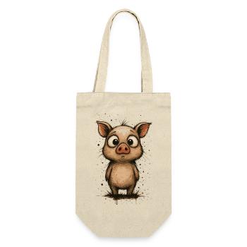 Funny piglet with big eyes – splash - Gift Bag for Bottles - nature - Front