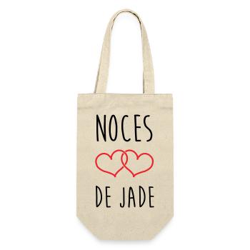 Jade-Hochzeit 26 Jahre Liebe - Geschenkbeutel für Flaschen - Natur - Vorne