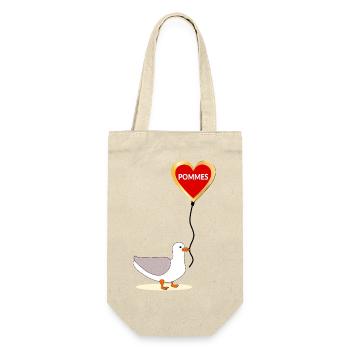 Möwe Pommes - Geschenkbeutel für Flaschen - Natur - Vorne