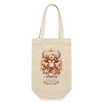 Boho Stier Tierkreis Terrakotta Botanische Astrologie - Geschenkbeutel für Flaschen - Natur - Vorne