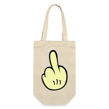 Mittelfinger Comic - Geschenkbeutel für Flaschen - Natur - Vorne
