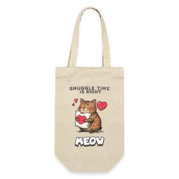 Snuggle Time Is Right Meow Katze Kuscheln Geschenk - Geschenkbeutel für Flaschen - Natur - Vorne