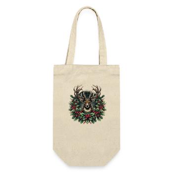 Frohe Weihnachten: Stilvolles Rentier - Geschenkbeutel für Flaschen - Natur - Vorne