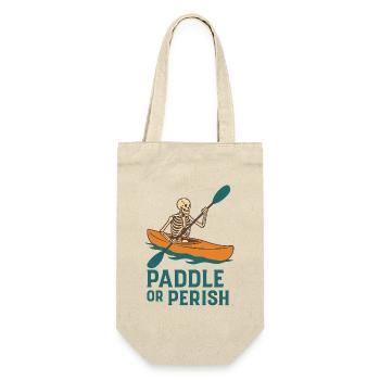 Paddel dich ins Jenseits – Skelett im Kajak - Geschenkbeutel für Flaschen - Natur - Vorne