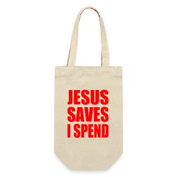 jesus saves i spend - Geschenkbeutel für Flaschen - Natur - Vorne