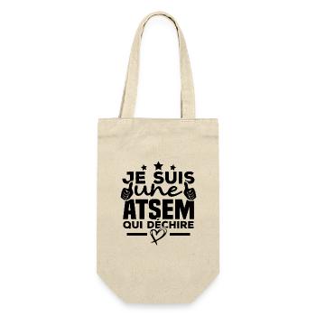 Je suis une ATSEM qui déchire - Sac à bouteille - nature - Devant
