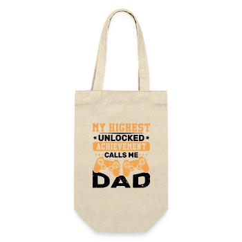 Meine höchste offene Errungenschaft nennt mich Vater - Geschenkbeutel für Flaschen - Natur - Vorne