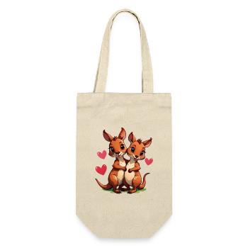 Verschenke diese süßen Kängurus zum Valentinstag - Geschenkbeutel für Flaschen - Natur - Vorne